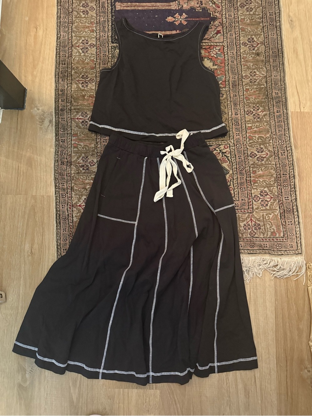 NWT Black Maxi Drawstring Top & Skirt Set - Picture 2 of 4